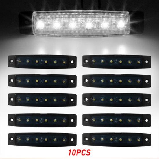 10x White 6LED Side Marker Lights Clearance Blinker Lamp Waterproof Truck 12V