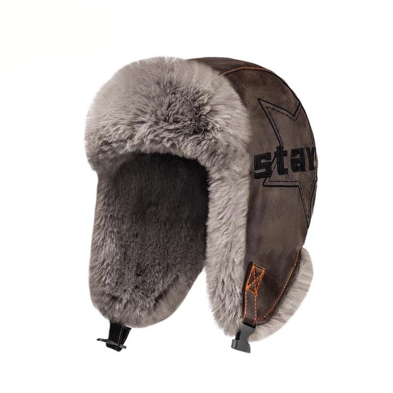 Pălărie Lei Feng Bărbați Iarnă Catifea Căldură Ciclism Mașină electrică Steaua în cinci colțuri Protecție împotriva frigului Nord-Est Pălărie din piele din bumbac Iarnă