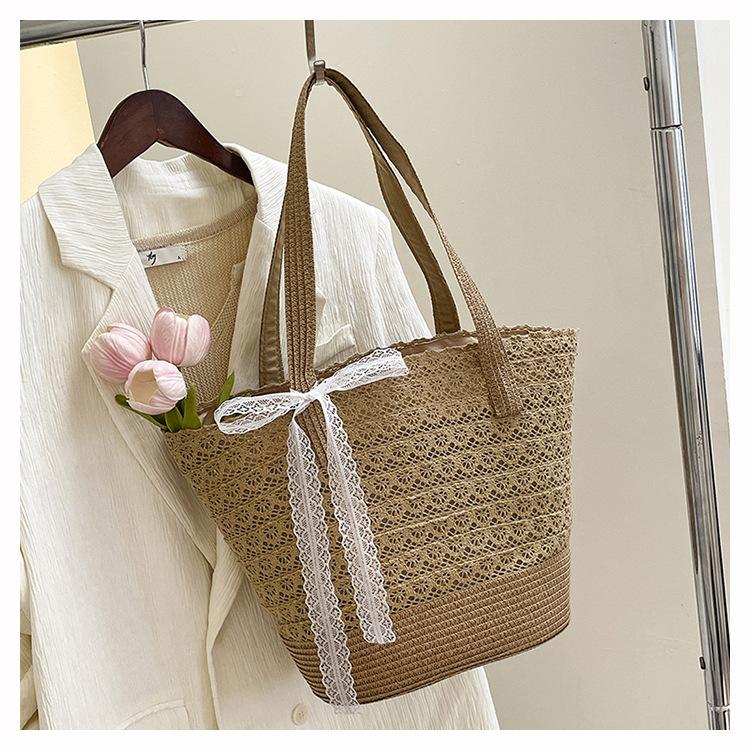 

Кружевная соломенная сумка плетеная сумка женская сумка для отпуска пляжная сумка большая вместимость соломенная сумка через плечо сумка-ведро на косой лямке хаки