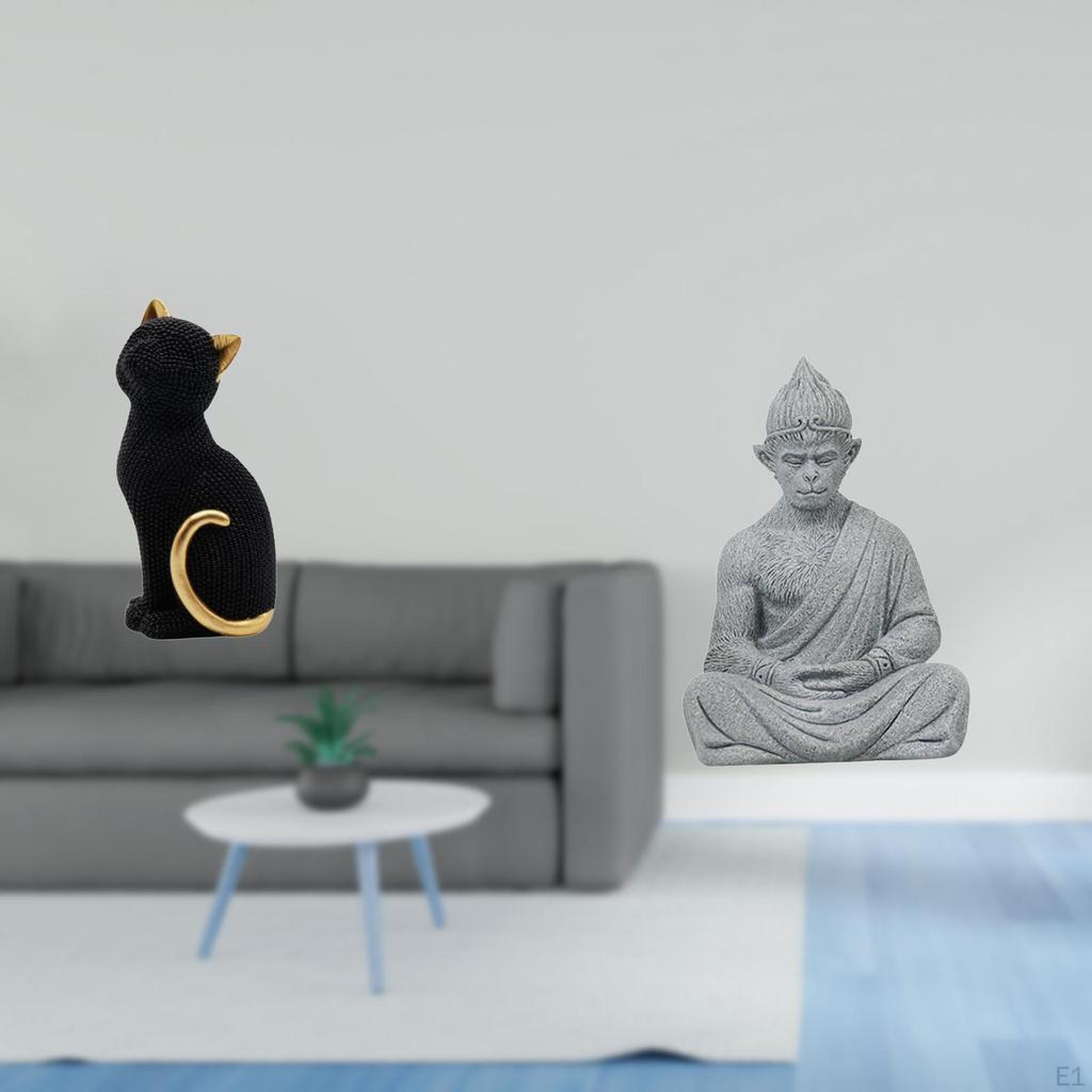 Cat Monkey Resin Buddha Statue Decorative Animal Figurine Collectible Sculpture for Entrance