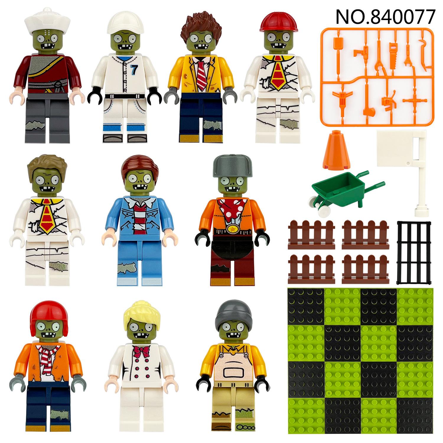 Plant 840077 Zombie Minifigures Small Particles Building Block Toy Scene Baseplate Children Assembly