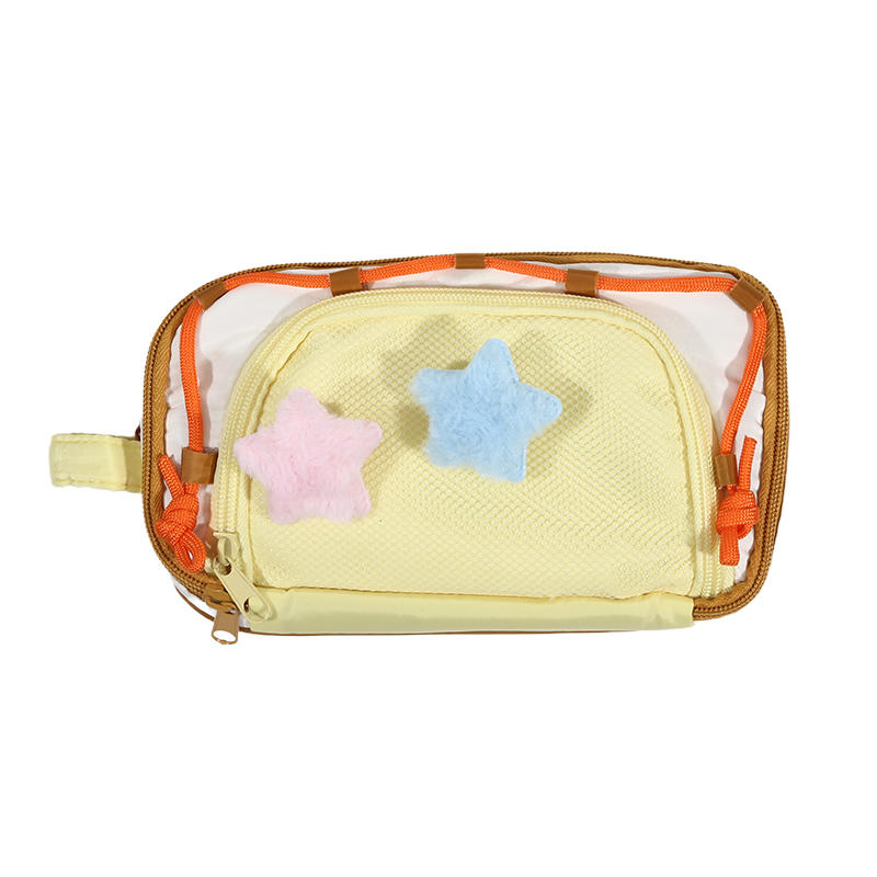 Cute Multi Layer Large Capacity Pencil Case for Kids Girl Five Point Star Stationery Organizer Students Portable Pen Bag