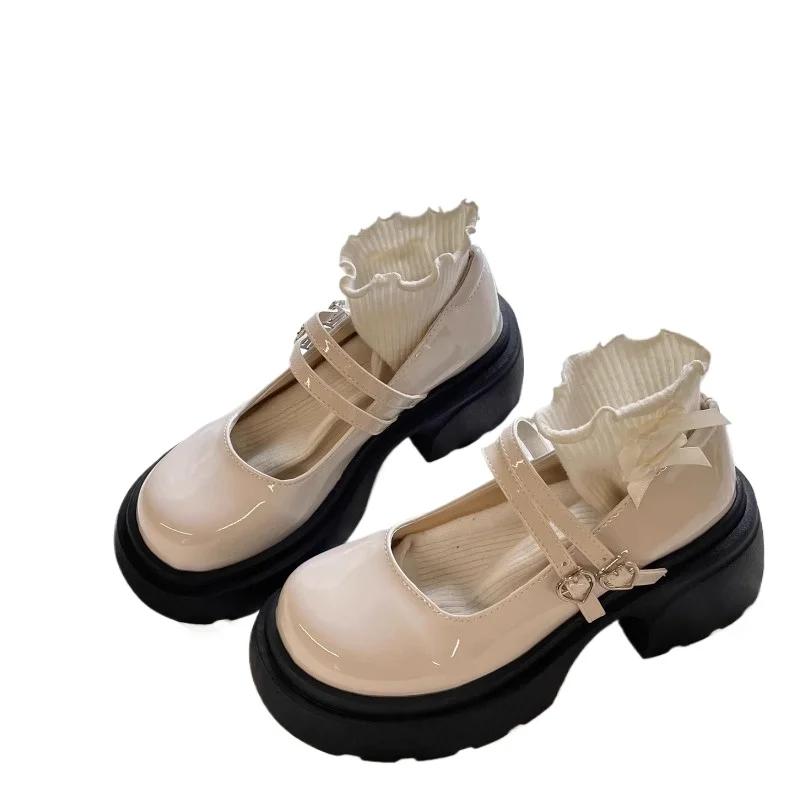 Fashion Classics Shoes Female 2025 Mary Janes Women's High Heels Daily Pumps Women Round Toe Med Heel Buckle Strap Platform Shoes Women