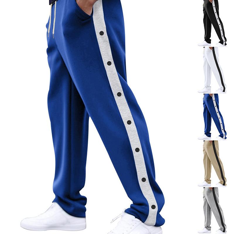 Casual Sports Buttoned Trousers Men's Spring and Autumn Loose Straight Loose Button Decorative Large Size Trousers