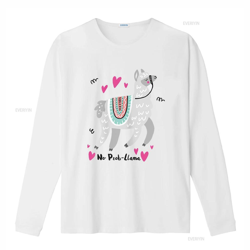 No Prob Llama Funny Alpaca Lover T Shirt  vintage Washed Soft Versatile streetwear Top For Everyday Wear Unisex Casual