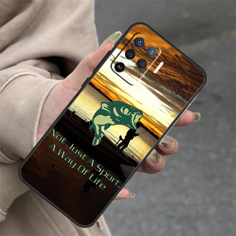 Bass Fishing Case For OPPO A96 A76 A16 A98 A78 A58 A5 A9 A15 A17 A77 A52 A72 A53S A57S A54 A74 A94 Cover
