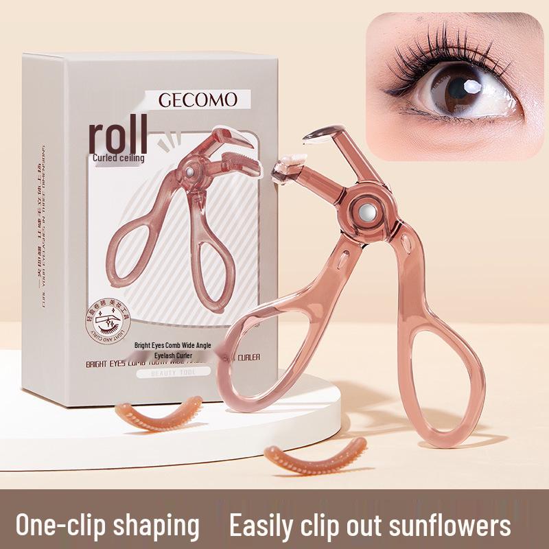 GEcomo Wide-Angle Eyelash Curler with Replaceable Pads for Lasting Curl, Portable