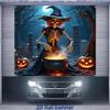 2D Flat Banner, 1pc Halloween Happy Garage Door Banner, Skeleton Witch Boiling Magic Soupzyc