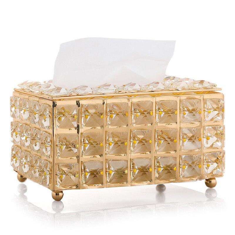 

Toilet paper towel box crystal glass KTV / living room storage and office finish bathroom paper handle brush bucket gold | paper handle