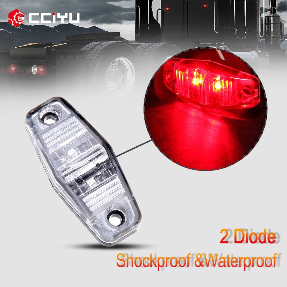 cciyu 6x 2.5 Red LED Truck Trailer Light Side Fender Marker Lights Universal Mount Side Marker Trailer Lights Surface Mount Waterproof LED Clearance