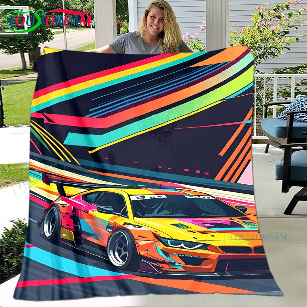Cartoon N-Need for Speed Print Blanket,Flannel Throw Blanket for Bed Sofa Picnic Office Hiking Leisure Nap N-NFS Birthday Gift