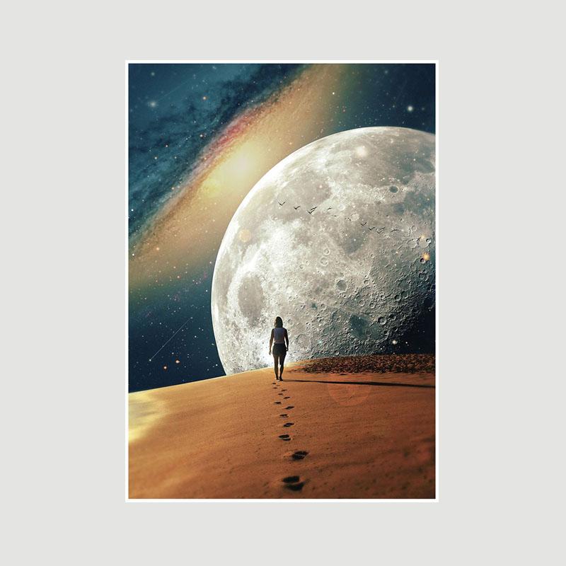 Living Room Decoration Art Painting White Paper Astronaut Space Poster Wall Art Prints Home Decor Bar Cafe Dorm Decorative Pictures Gifts