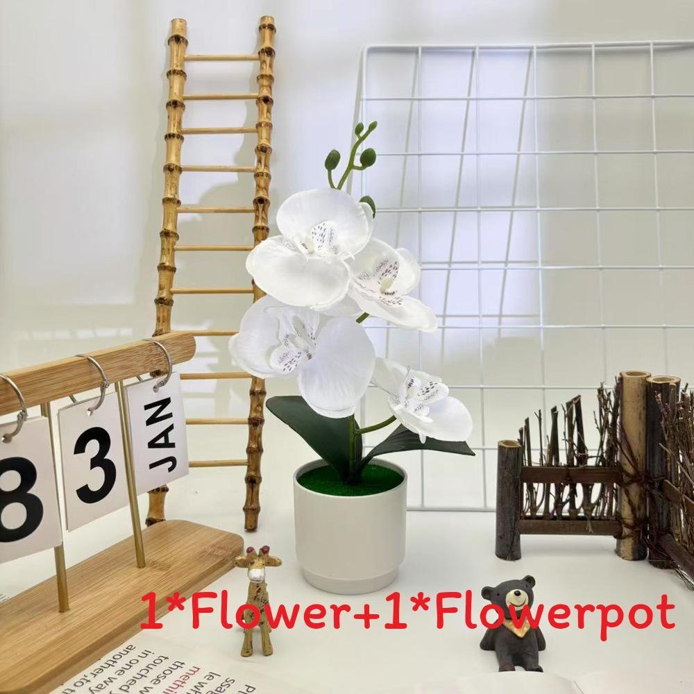 

Phalaenopsis Artificial Potted Plant Silk Fabric Material Props Photography White