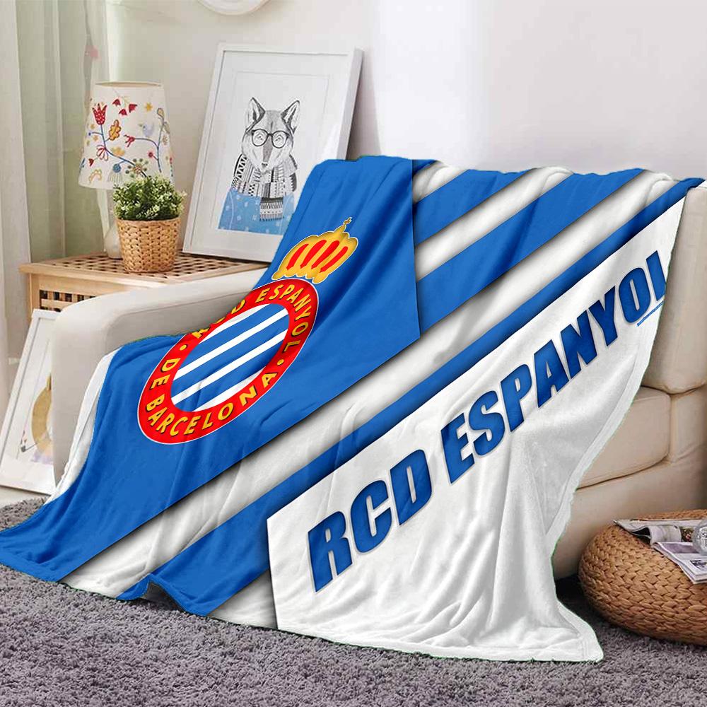 Espanyol Fc Stadium Flannel Blanket, Soft Polyester, Modern Design, All-Season for Camping, Travel, Gifts for holidays or birthdays