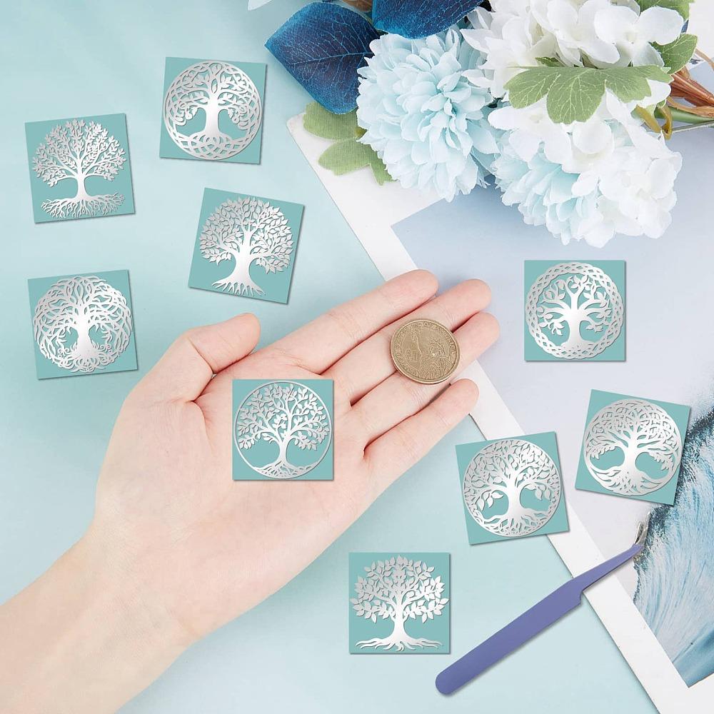 Nickel Metal Waterproof Self-Adhesive Picture Stickers Round Dot Cartoon Decals for Kid's Art Craft Snake 40x40mm 9 sheet/set