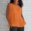 Women's Fashionable And Casual Sleeveless Vest Solid-color Cotton And Linen Pleated Sleeveless Top T-shirt