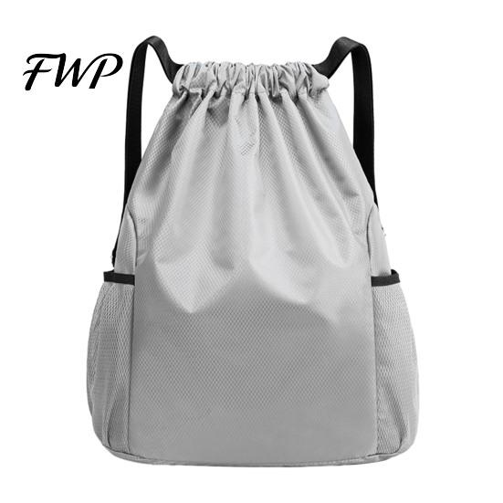 Swimming Gear Bag Sports Backpack, Drawstring Gym Backpack with Side Mesh Pockets, Double Pocket Waterproof Workout for Basketball Soccer Swim