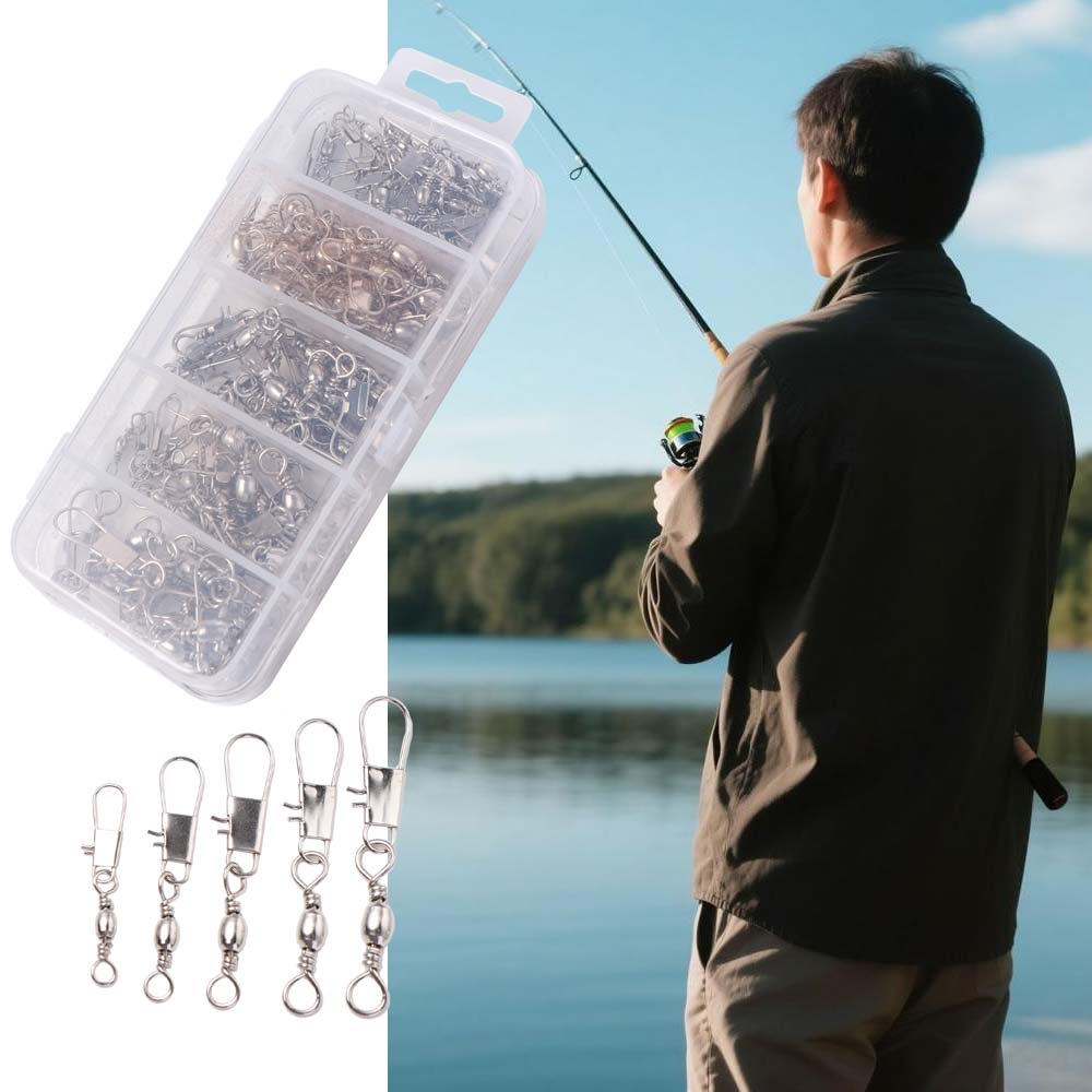 Stainless Steel Fishing Connector Pin Rolling Swivel Snap Swivel Fishing Fishhook Line