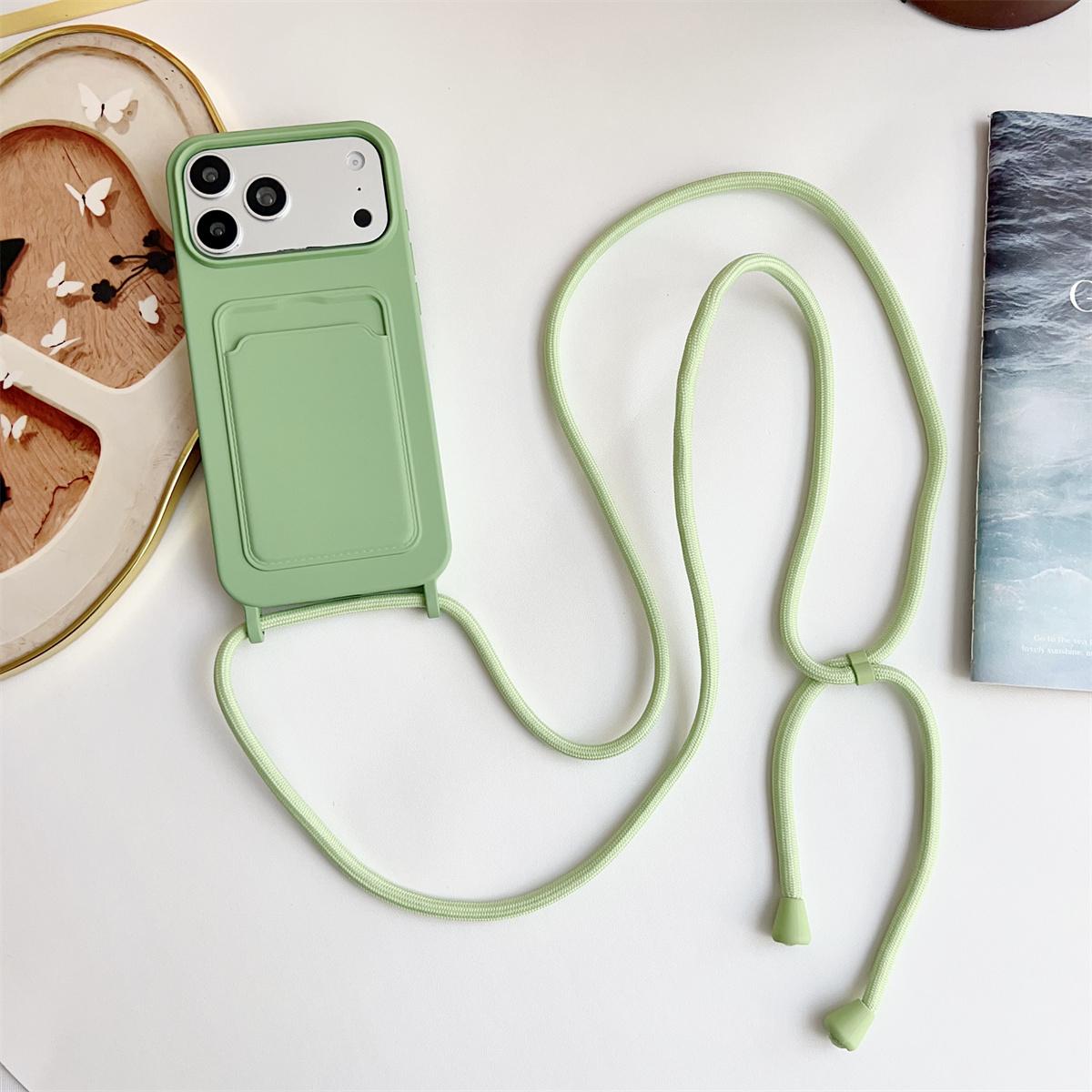 

Crossbody Lanyard Phone Case for IPhone Air 17 16 15 14 Plus 13 12 11 Pro Max Liquid Silicone Wallet Card Slot Holder Cover iPhone 11 Pro Max