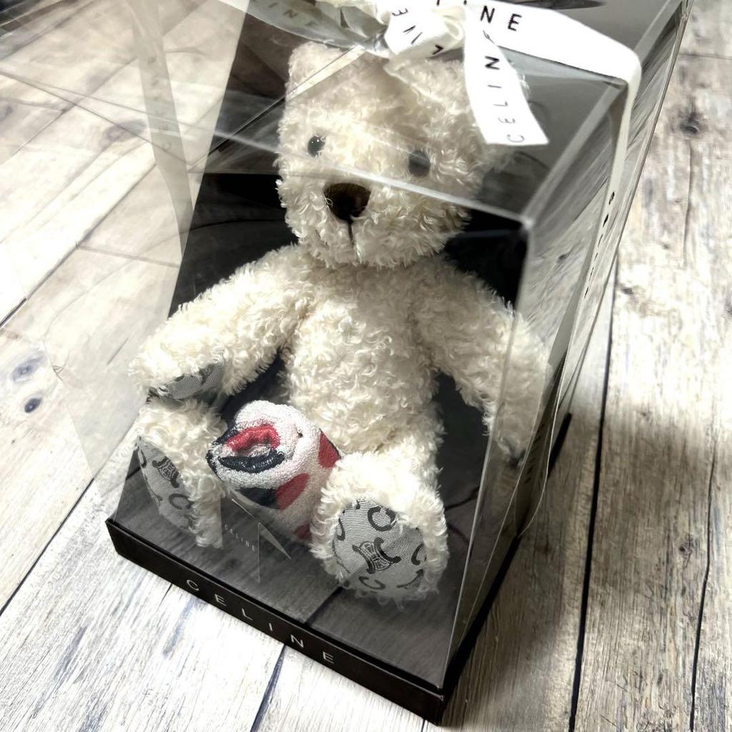 [USED] CELINE Teddy Bear, White, Macadam