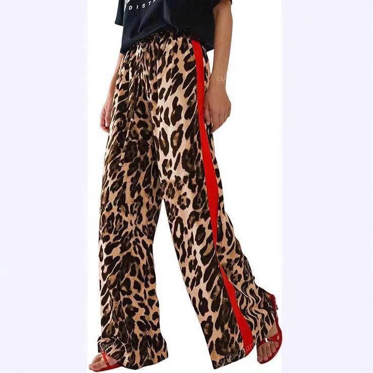 

Leopard Print Patchwork Wide-Leg Women s Trousers S