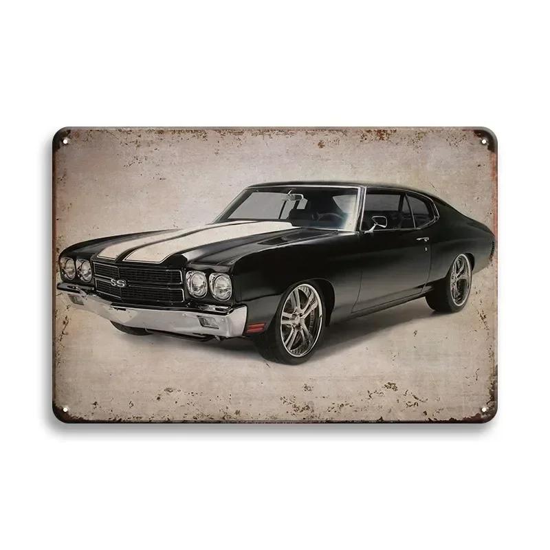 Vintage Fahrzeug Metallblechschild Plakette Retro Blechmalerei Rennwagen Poster Wandkunst Aufkleber Heimbar Garage Dekoratives Plat