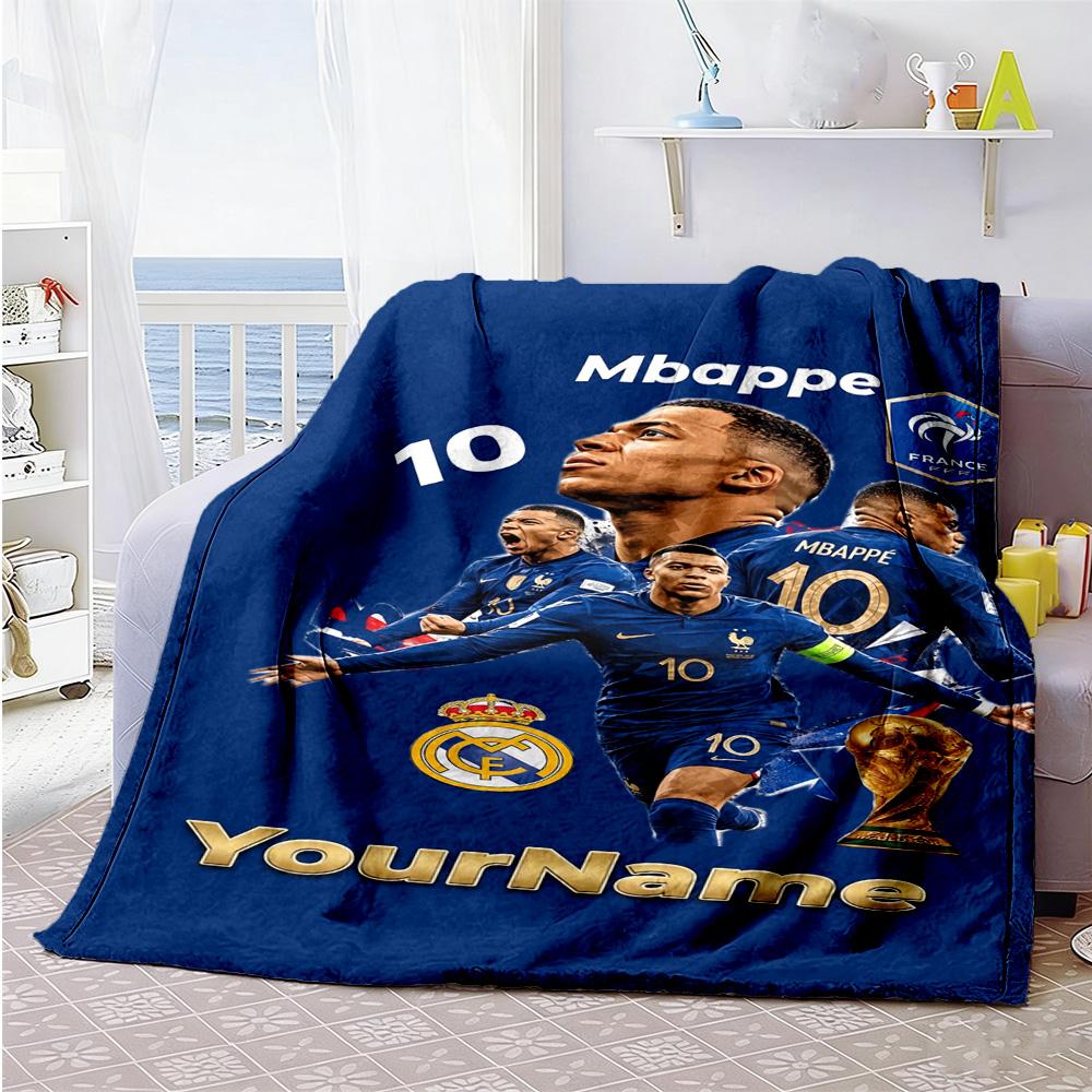 Mbappe 284 Personalized Text Blanket Gift Personalized Blanket Durable Comfort for Office Chair Home Decor Picnics Bedding Four Seasons Universal