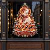 Double Sided Glass Decorations 2027 New Year Flame Goat Static Sticker, PVC Zodiac Sheep Window Cling with Pine Branches Red Berries and Adhesive Free