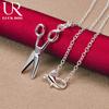 925 Sterling Silver Chain Scissors Pendant Necklace Fashionable Wedding Jewelry
