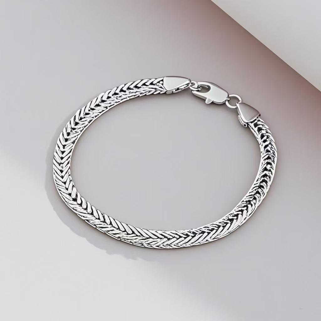 

18K Gold Plated 6MM Curb Chain Bracelet for Men - European & American Style срібний