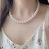 Cherry Blossom Pink Pearl Necklace: Elegant, Lustrous, Perfectly Round - Ideal for Spring & Versatile for Women