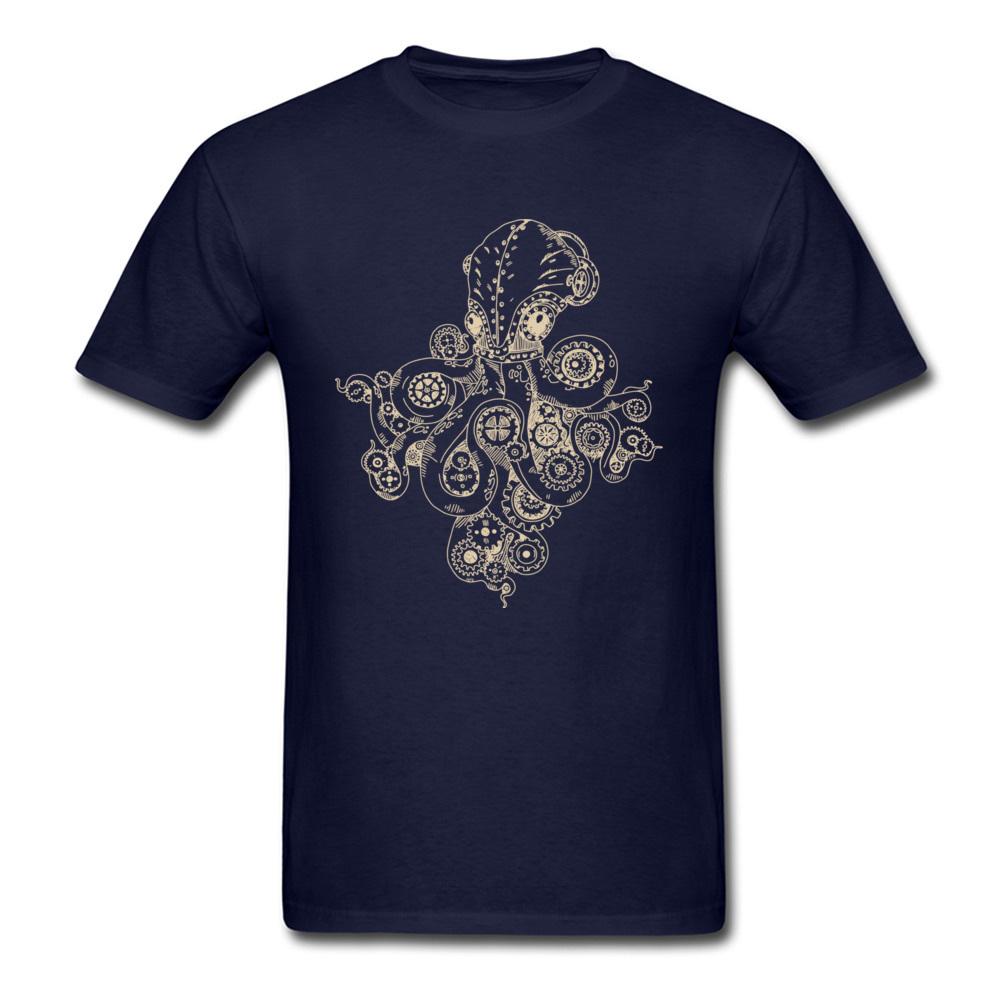 Steampunk Octopus T Shirt Unisex Top Tshirts Classic Black Tshirt Summer Fall Short Sleeve Crew Neck Cotton Fabric Tops Tees Chic