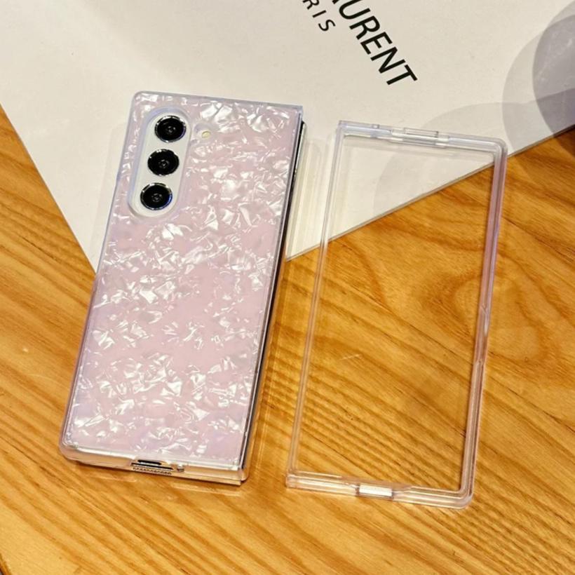 Shell Pattern Fashion Girl Mirror Z Fold 5 4 Phone Case for Samsung Galaxy Z Fold 5 4 Fold4 Zfold5 Gradient Shockproof Cover