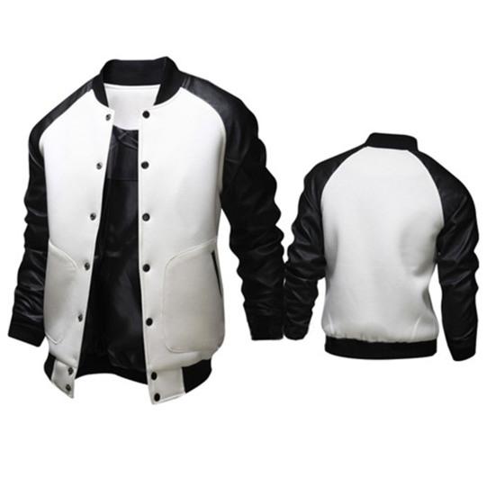 Cappotto da uomo con colletto alla coreana, colori a contrasto, tasche grandi, patchwork, giacca baseball casual per l'uso quotidiano