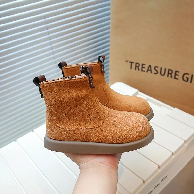 

Осенне-зимние детские ботинки для мальчиков и девочек, замшевые детские повседневные туфли из оксфордской замши, нескользящие детские туфли на плоской подошве, детские ботильоны 23 жёлтый