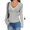 New Spring and Autumn 2026 Women's V-neck Lace Long Sleeve Blouse