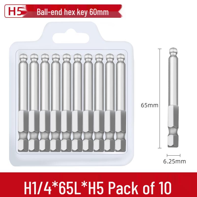 Short Magnetic Ball-Head Hex Socket Driver Bits for Electric and Pneumatic Screwdrivers
