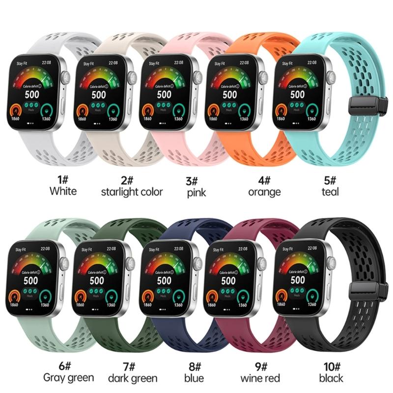 Comfortable Silicone Band with Magnetic Lock Breathable Accessory Sweat Resistant Silicone Watch Strap for Watch Fit3