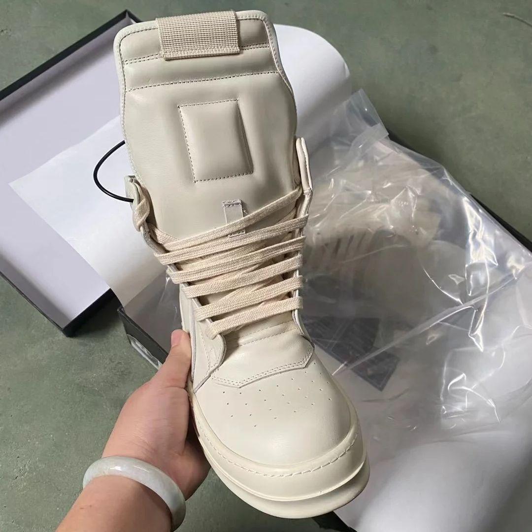 

Брендовая мужская обувь из кожи теленка цвета слоновой кости, высокие повседневные женские кроссовки, классическая кожаная обувь, роскошная дизайнерская женская обувь, ботильоны 48 слоновая кость