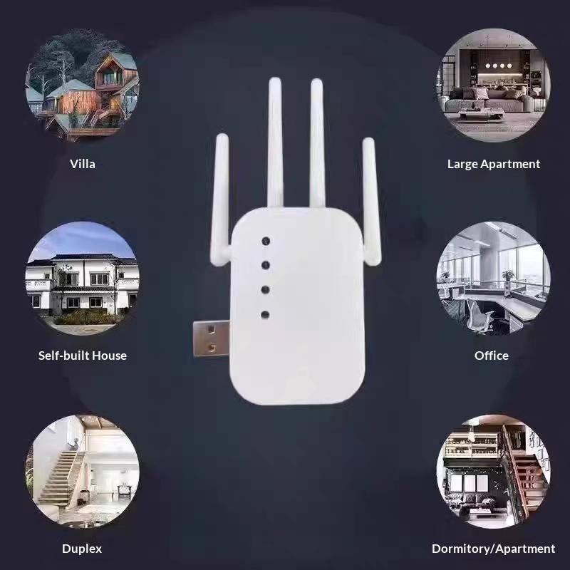 300Mbps WiFi Signal Booster 2.4G Wireless Internet Repeater Amplifier for RV Camping Temporary Wi-Fi Use