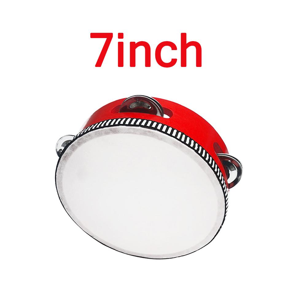 Wooden Round Tambourine 4/6/7/8/10 Inch Single Row Jingles Red Handheld Percussion Instrument for Beginner Tambourine Player