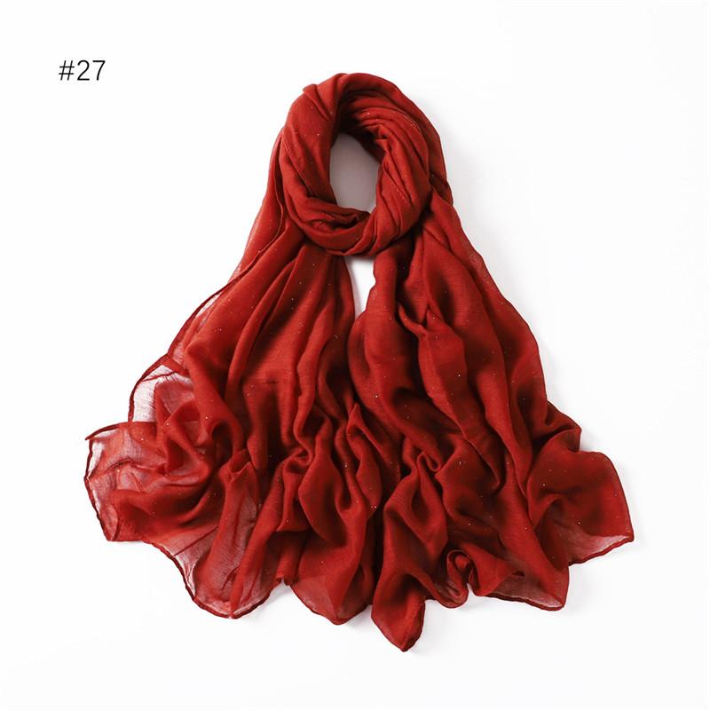 Plain Oversized Shiny Glitter Cotton Viscose Hijab Scarf Lady Solid Shimmer Wraps and Shawls Pashmina Musulman Headband 180*90Cm