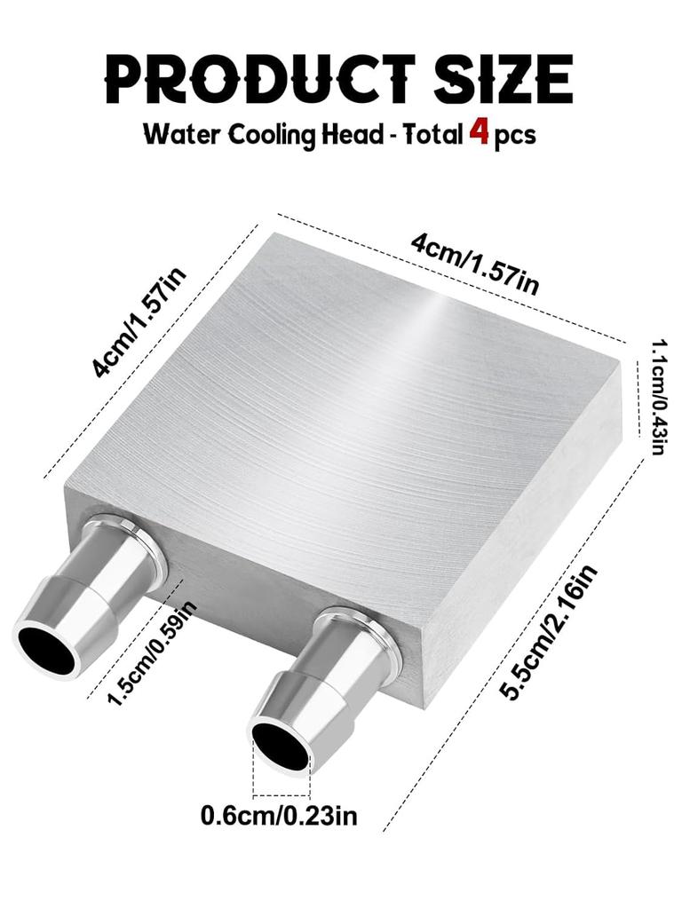 40x40mm Aluminium Wasserkühlung EBANKU Silber Wärmeabsorptionsplatte für Flüssigwasser CPU Kühlsystem Kühltauscher für Grafikkarte und Radiator