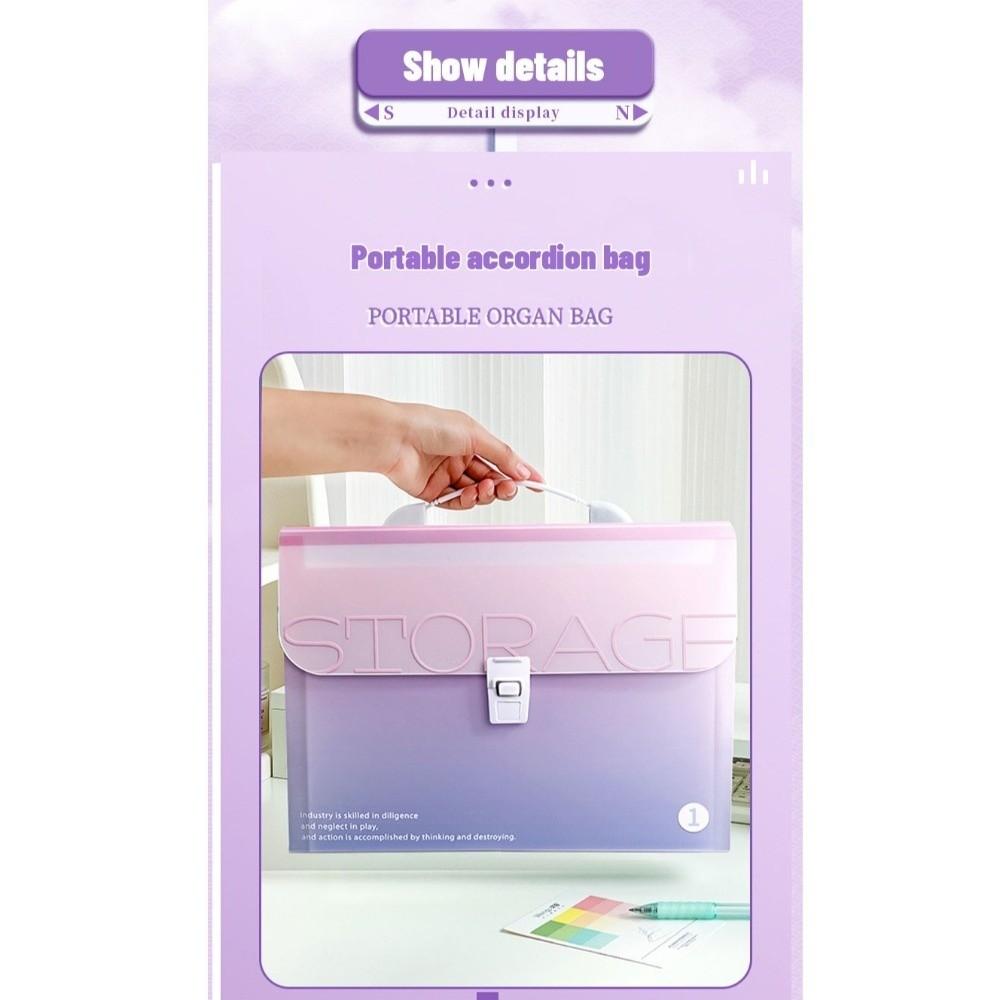 Gradient Color 13 Layer Folder Large Capacity Student Test Paper Storage Bag Office