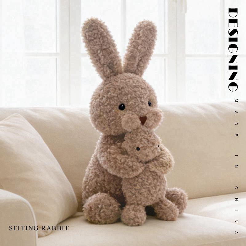 Cross-border Mother and Child Rabbit Plush Toy - Huggable Soothing Doll Pillow for Children s Day Gift Mother Rabbit with Baby Rabbit