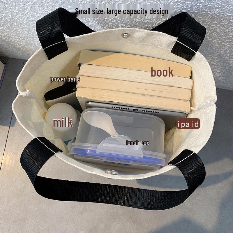 Versatile Japanese Canvas Tote: Large Capacity, Handheld, Trendy Lunch Box Bag for Women