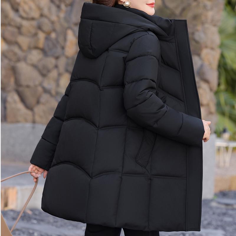 Plus Size 2XL-6XL Middle Age Women's Winter Jackets Hooded Elegant Loose Thick Warm Long Parkas Female Coats