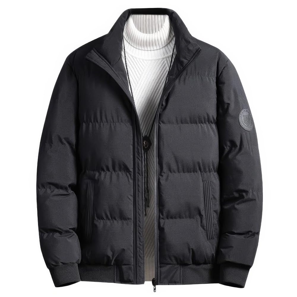 

Мужская зимняя пуховая куртка Aaronlive, Ветрозащитная и морозостойкая, Тренч с воротником-стойкой, Теплое хлопковое пальто, Черный, Размер M, Большой размер