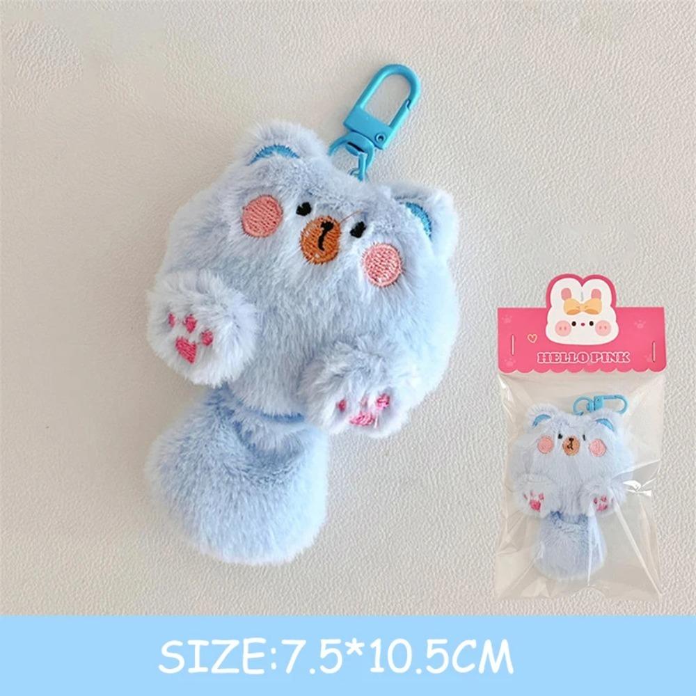 Portachiavi simpatico peluche a forma di gatto con la coda lunga, kawaii, bambola giocattolo, ciondolo per borsa, portachiavi, accessori per donne, ragazze, coppie