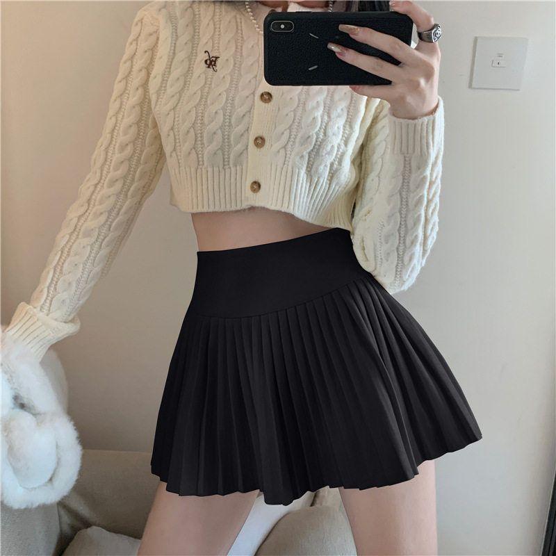 

Anti-Exposure Pleated Skirt Jk Slimming Half Skirt for Women Spring/Summer 2023 New A-Line Skirt High-Waisted Ultra-Short Skirt Skirt Pants Black S [Excellent Quality]
